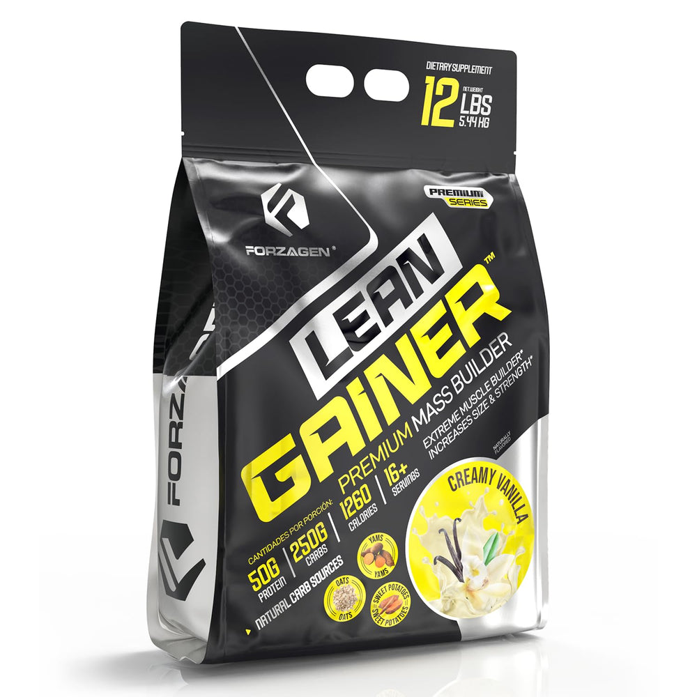Forzagen Lean Gainer Creamy Vanilla bottle showing premium mass gainer for lean muscle support