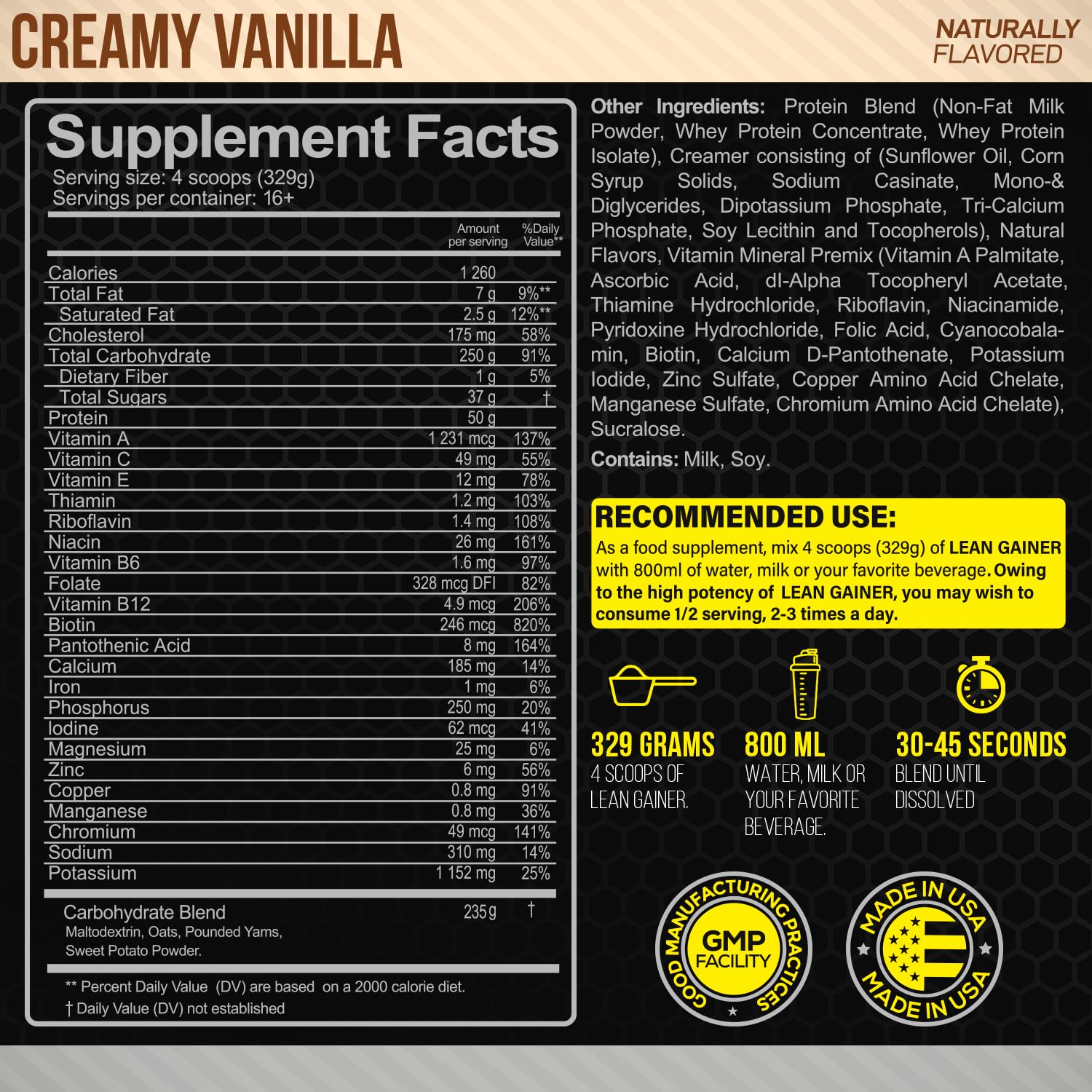Forzagen Lean Gainer Creamy Vanilla powder with scoop for convenient daily fueling