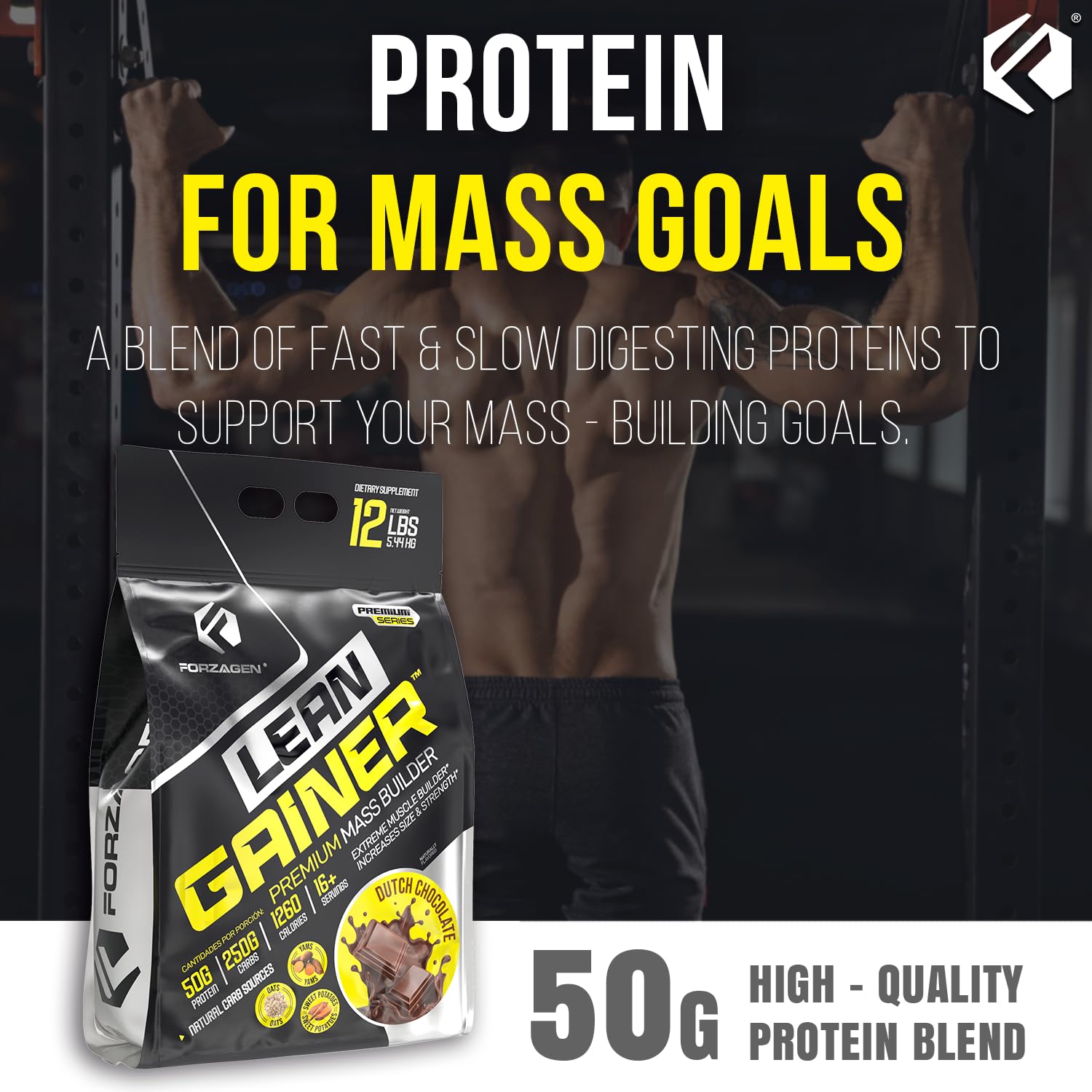 Forzagen Lean Gainer Dutch Chocolate flavor offers tasty, convenient mass gain.