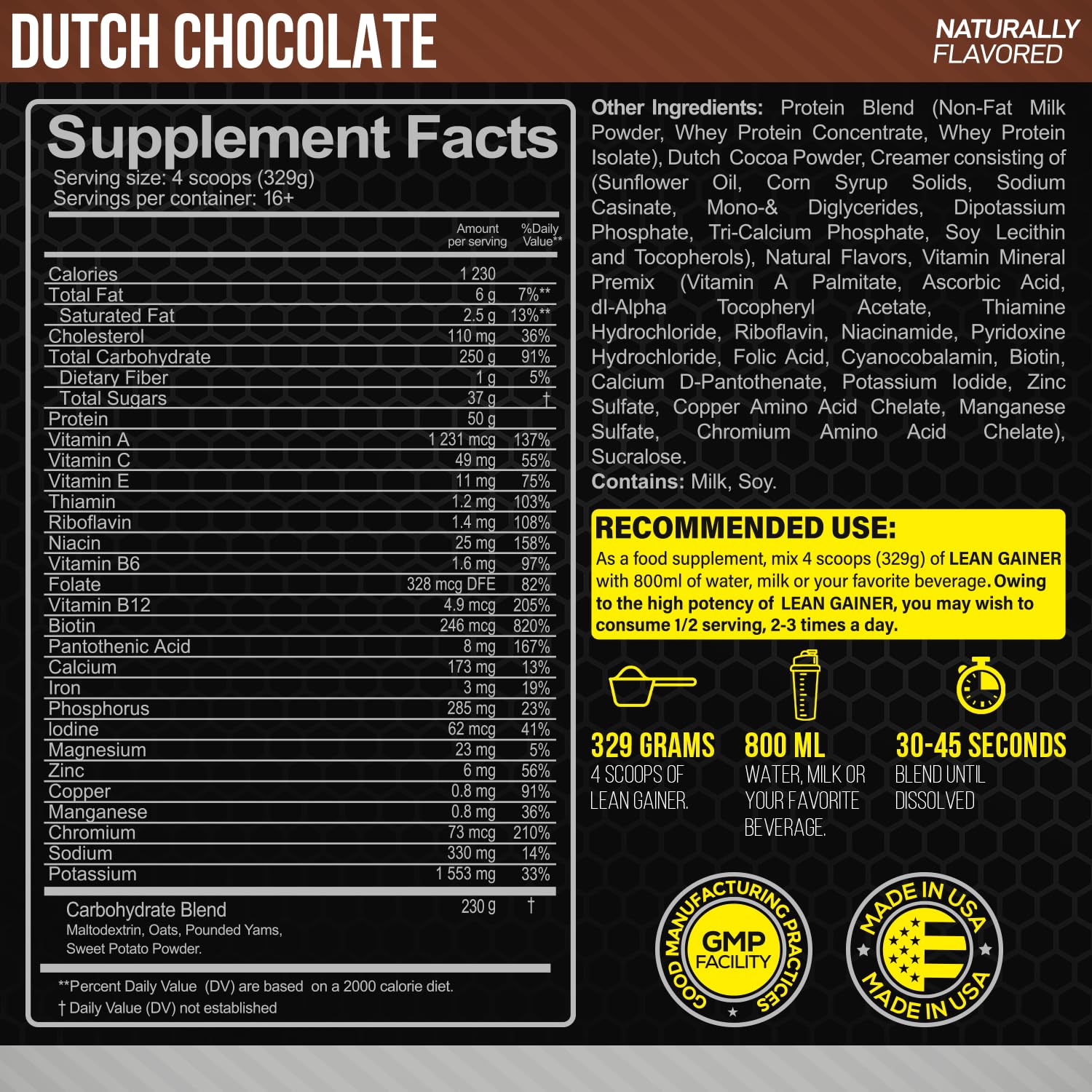 Forzagen Lean Gainer Dutch Chocolate powder ideal for muscle-building shakes.