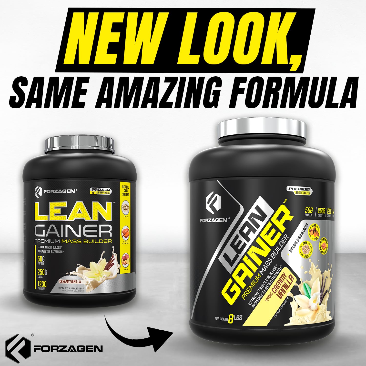 Forzagen Lean Gainer ingredient bowl featuring oats and yams for energy during workouts