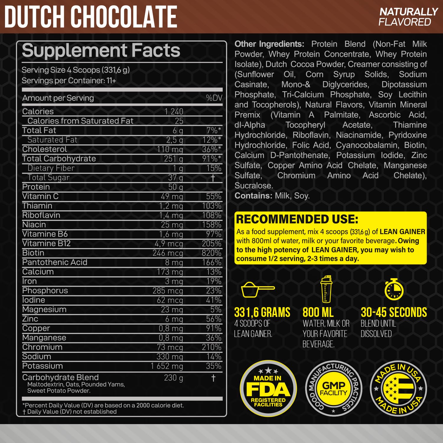 Forzagen Lean Gainer jar in Dutch Chocolate shows bulk container for easy dosing