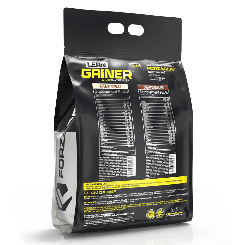Forzagen Lean Gainer serving scoop measuring calories per serving.
