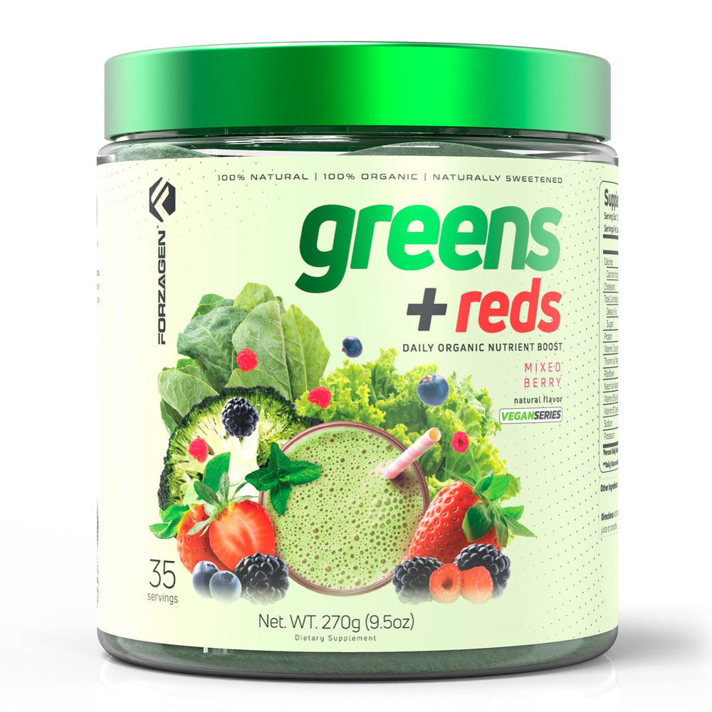 Forzagen Vegan Greens & Reds bottle pour for quick blending into your morning smoothie