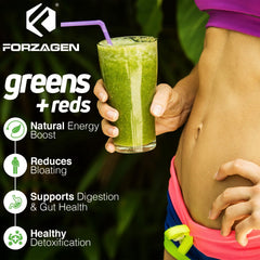 Forzagen Organic Greens Powder ingredients panel communicates quality