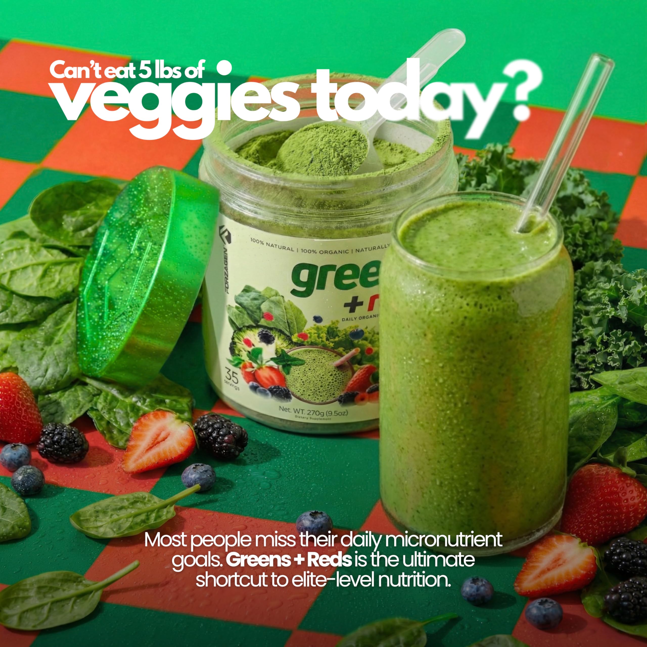 Forzagen Vegan Greens & Reds flavor label hints at mixed berry taste
