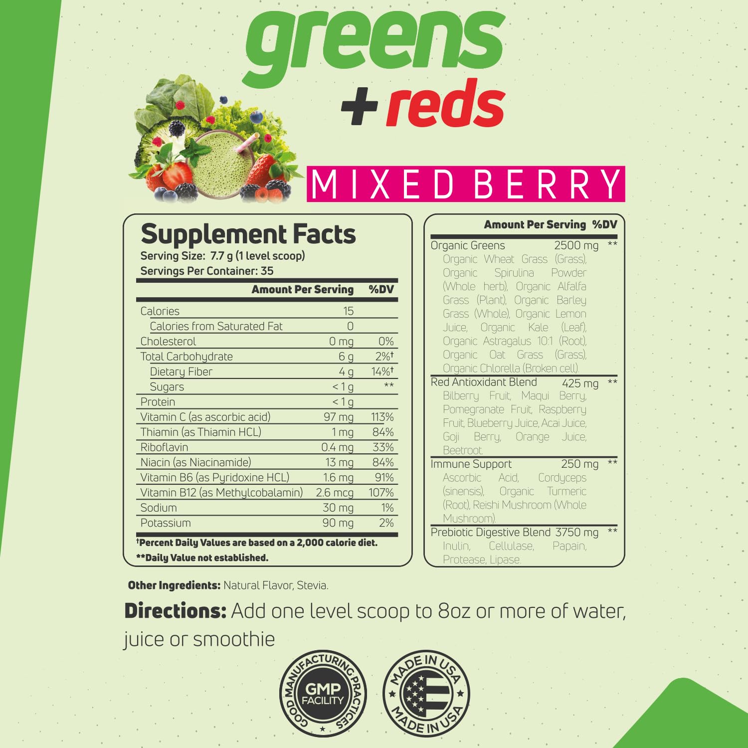 Forzagen Vegan Greens & Reds mixed-beverage shows berry flavor in a glass