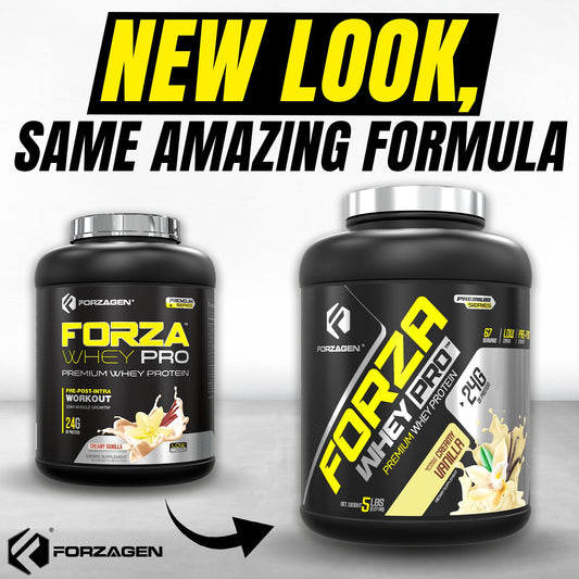Forzagen Whey PRO Low Carb nutrition panel — no added sugar and gluten-free.