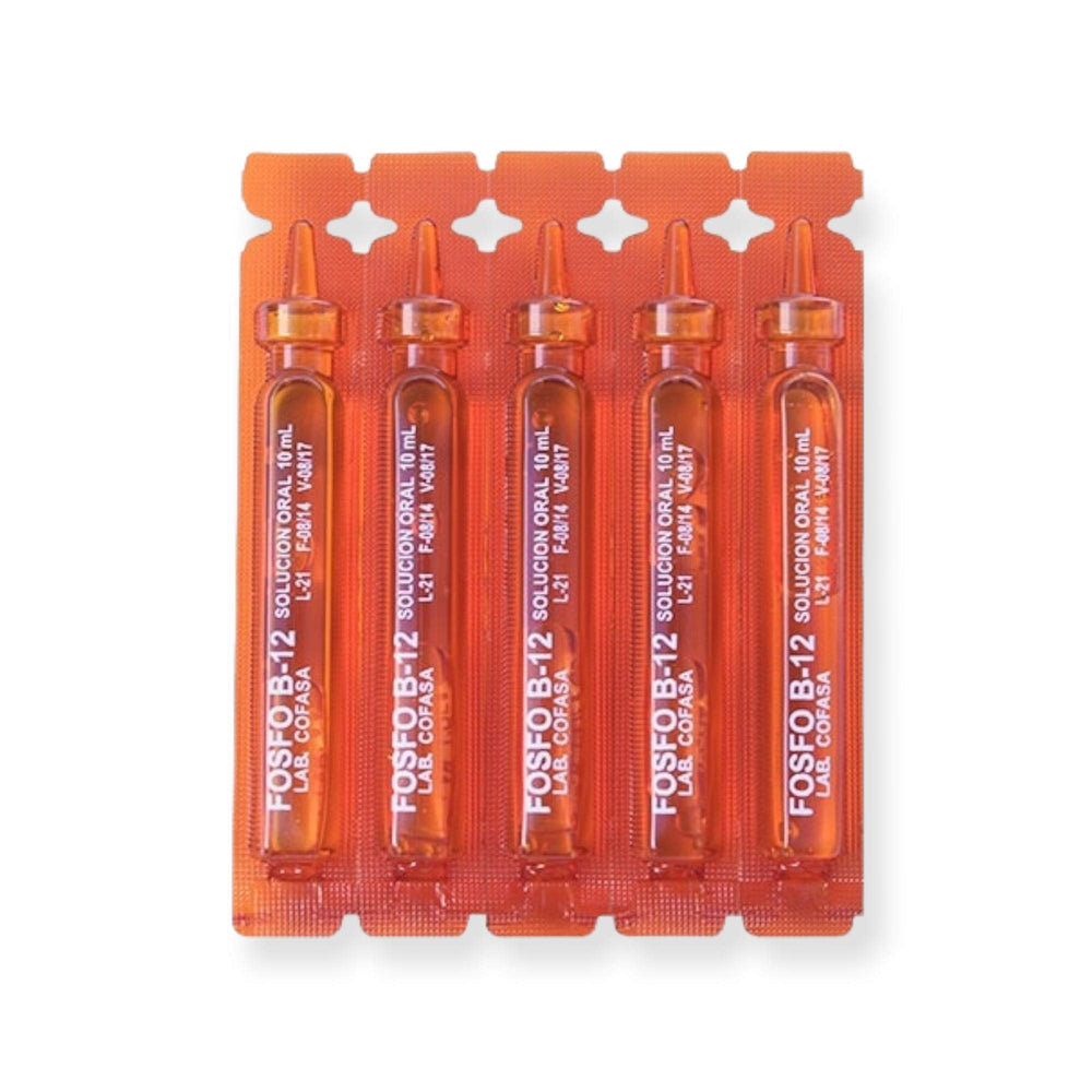Fosfo B-12 ampoules being diluted in water for easy intake