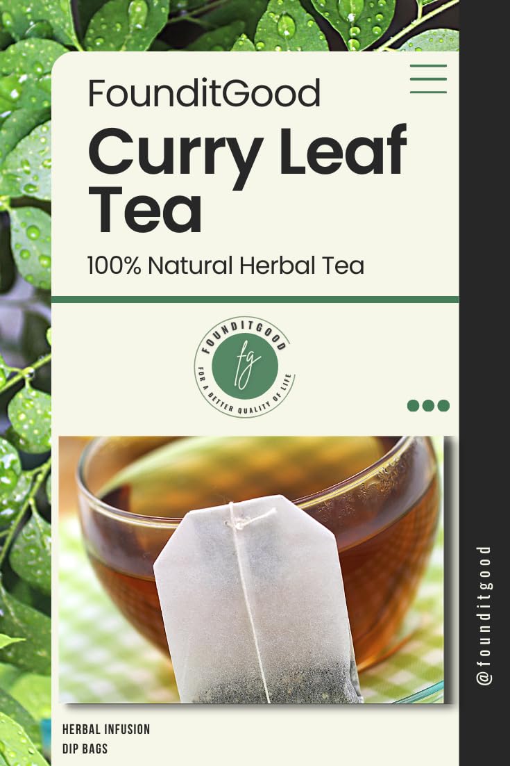 FounditGood curry leaf tea bags ready for a soothing, caffeine-free cup.