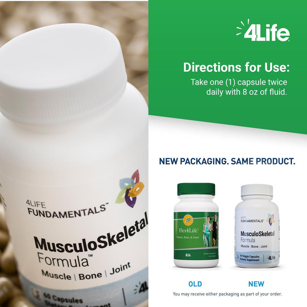 4Life Musculoskeletal Formula turmeric imagery emphasizes anti-inflammatory potential for improved mobility.