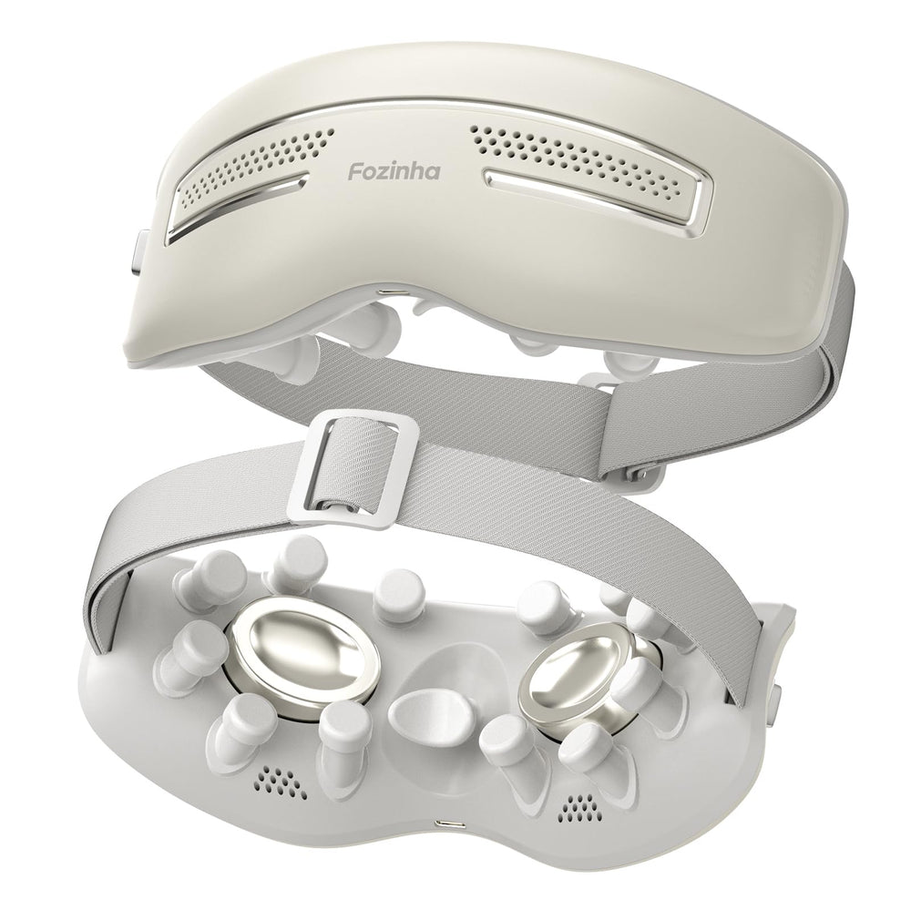 Fozinha eye massager with ergonomic fit providing soothing relief for tired eyes.