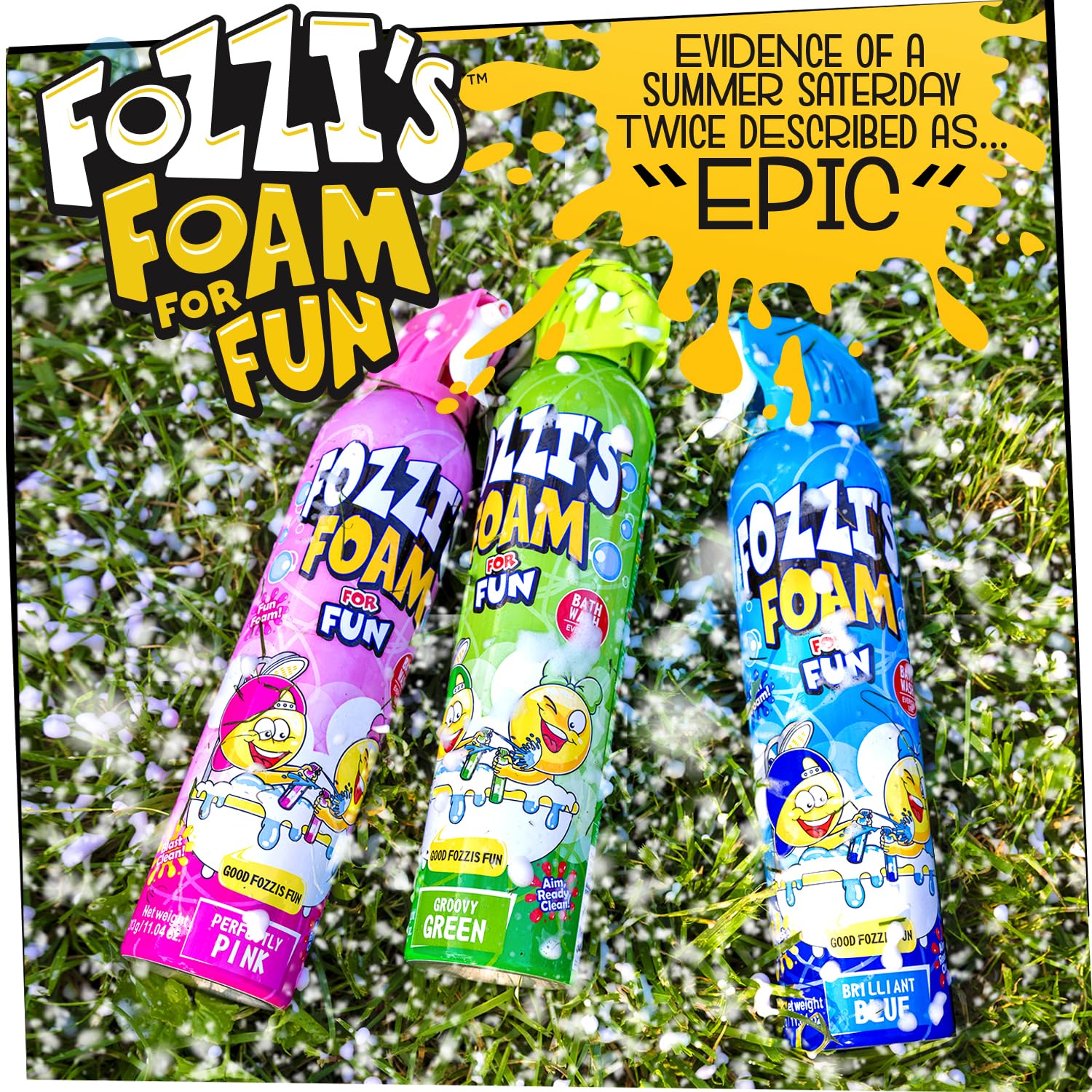 Colorful foam creates a playful scene for kids with FOZZI'S.
