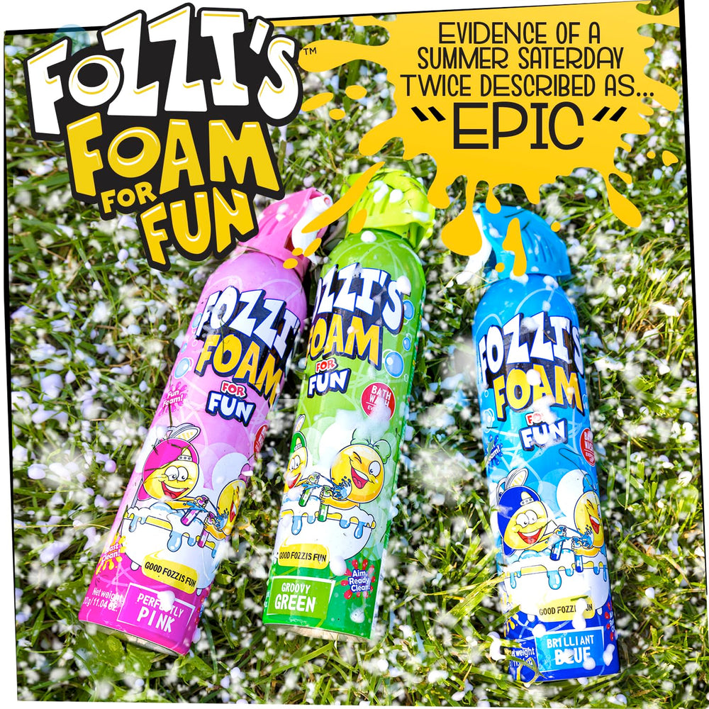 Colorful foam creates a playful scene for kids with FOZZI'S.