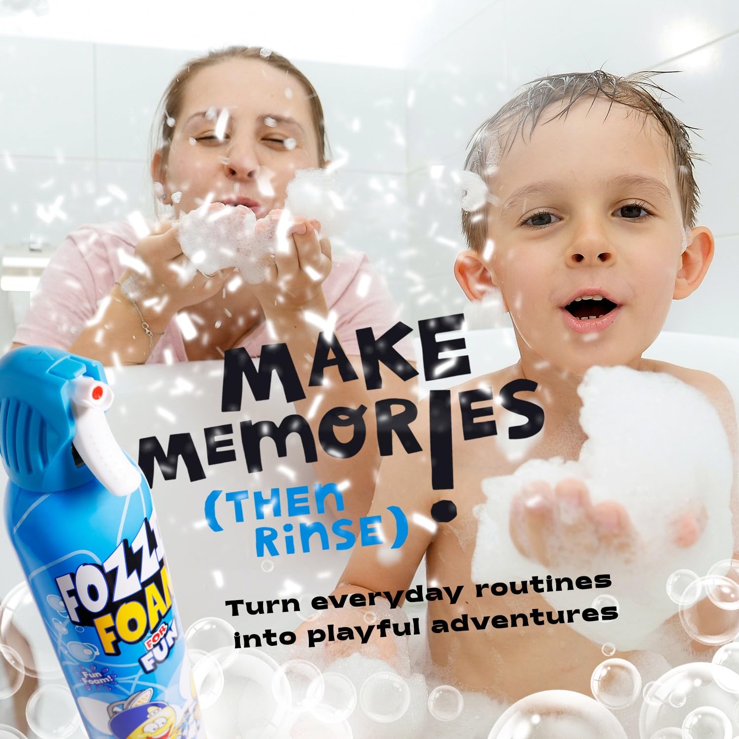 FOZZI'S easy-spray trigger enables creative water play and mess-free baths.