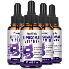 Franguly liposomal B Complex bottle pour showing easy daily dosing.