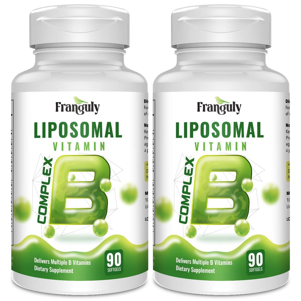 Franguly Liposomal B Complex bottle top view highlighting daily use
