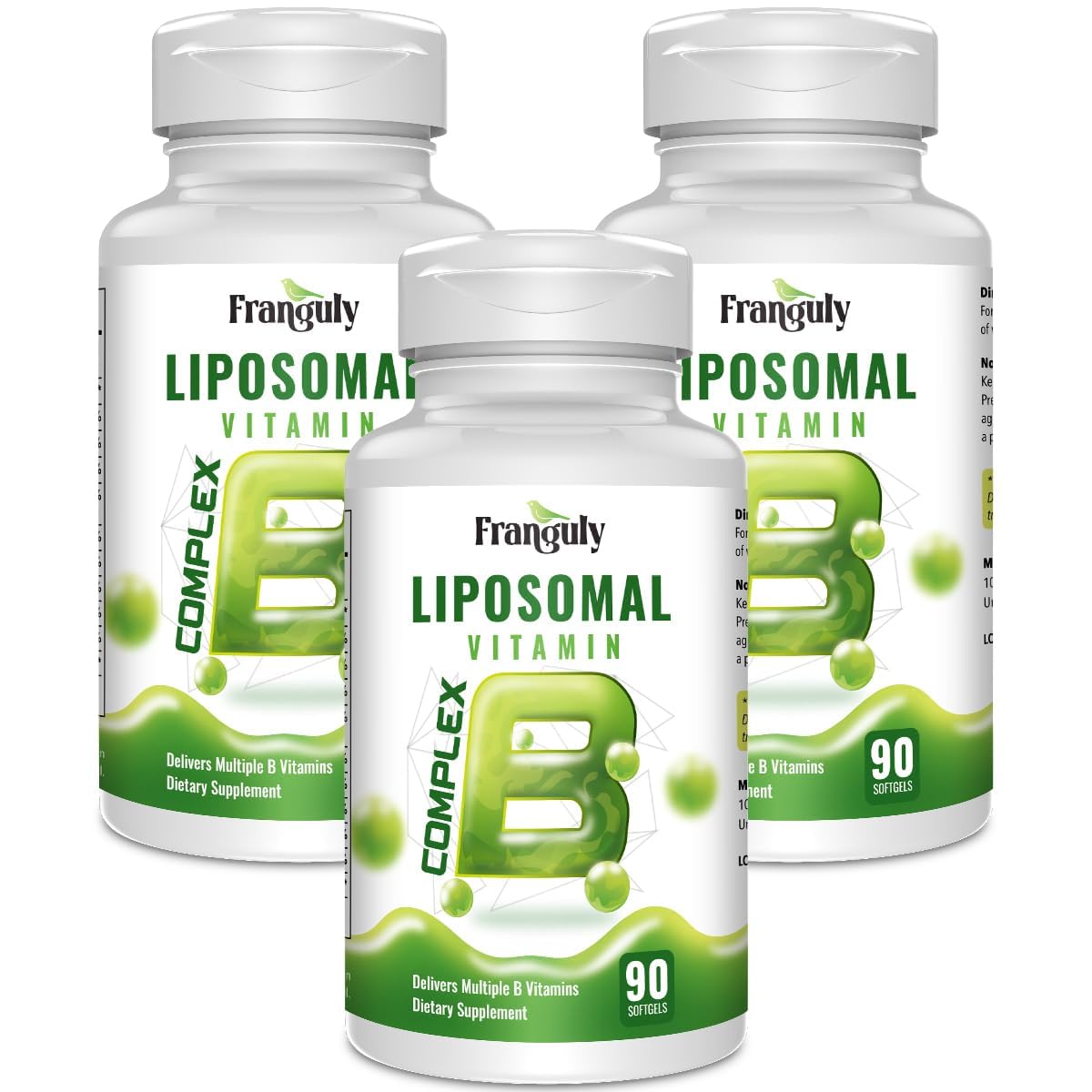 Franguly Liposomal B Complex bottle for steady energy and daily focus.