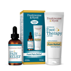 Frankincense & Myrrh foot pain relief oil bottle gliding smoothly for targeted comfort.