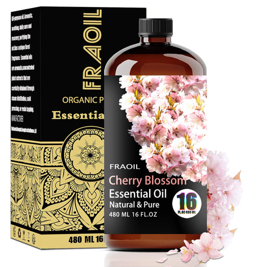 FRAOIL Cherry Blossom Essential Oil bottle in amber glass protects fragrance for diffusers.