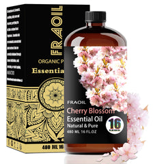 FRAOIL Cherry Blossom Essential Oil bottle in amber glass protects fragrance for diffusers.