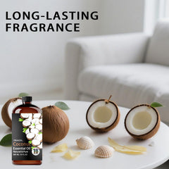 Coconut essential oil aiding candle making for tropical fragrance