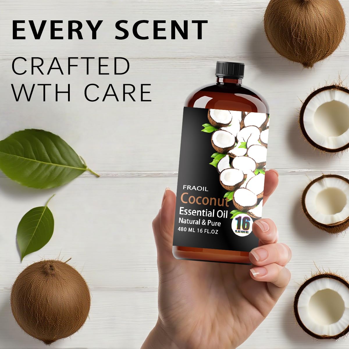 Coconut essential oil used in a diffuser to create a calming ambiance