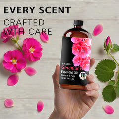 FRAOIL geranium oil diffusing in a diffuser creating a soothing ambiance.