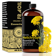 FRAOIL Helichrysum oil 16oz bottle in amber glass preserving aroma and potency