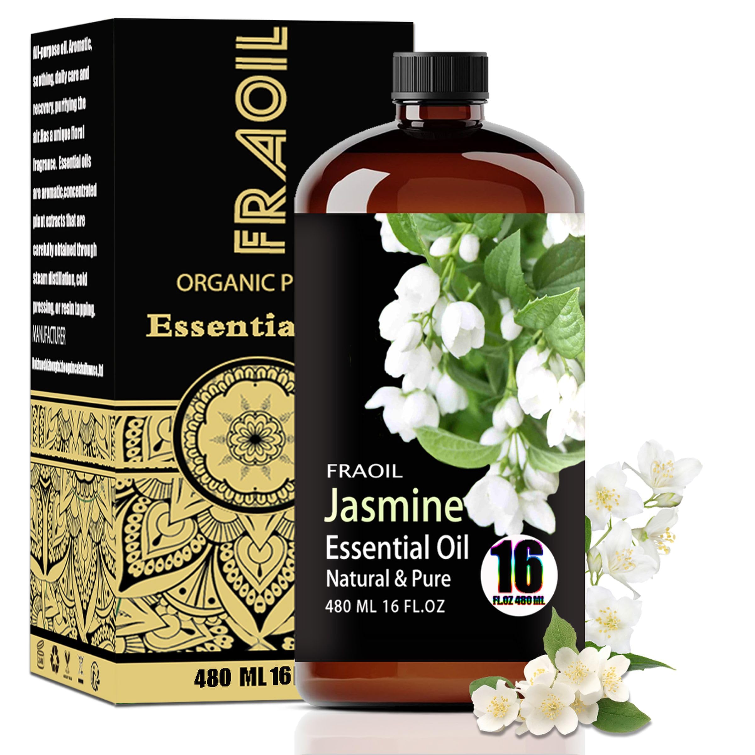 FRAOIL Jasmine essential oil bottle for diffusers and DIY blends.