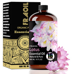 FRAOIL Lotus Essential Oil bottle in amber glass for long-lasting scent and protection.