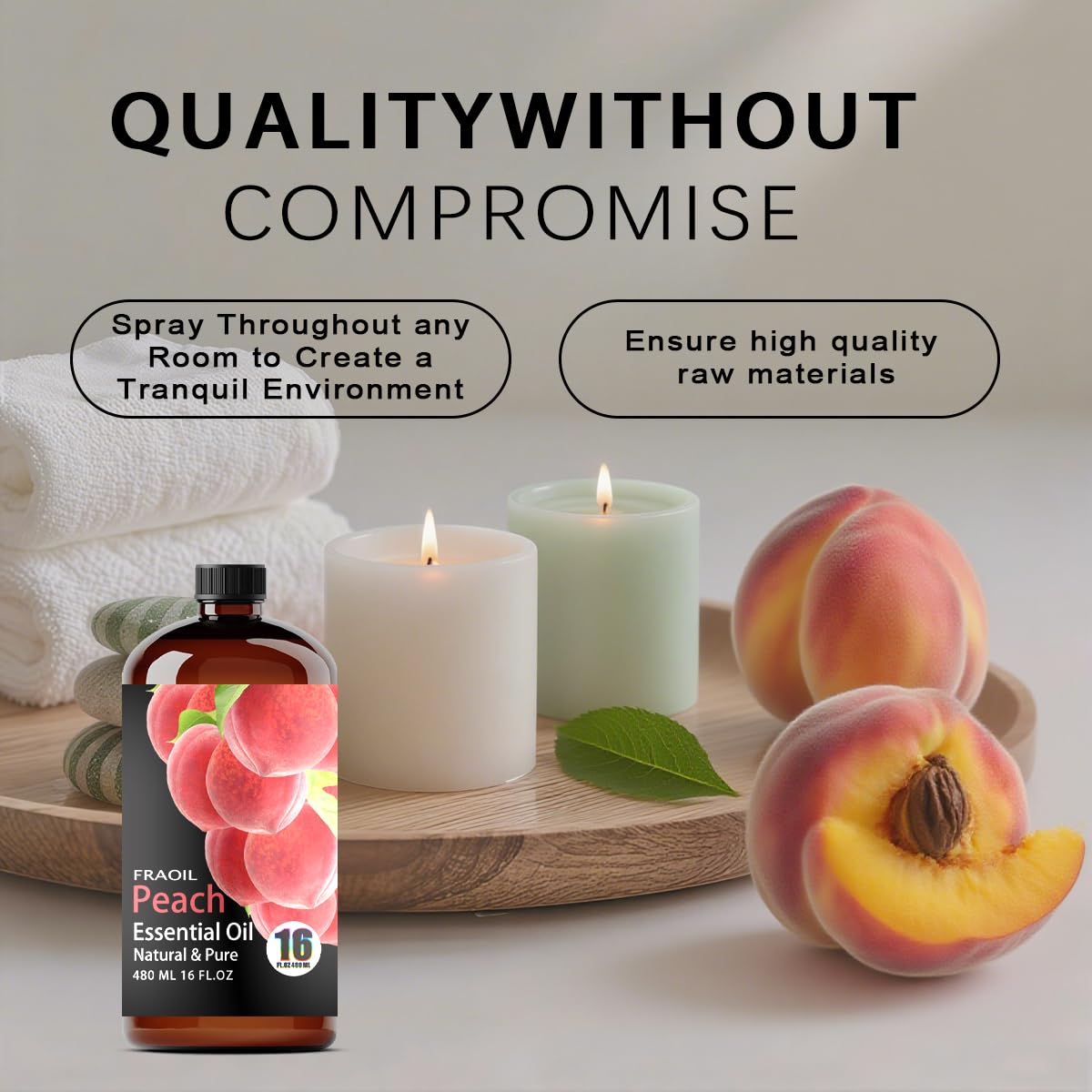 Diffuser setup using FRAOIL Peach Essential Oil for a calm, inviting scent