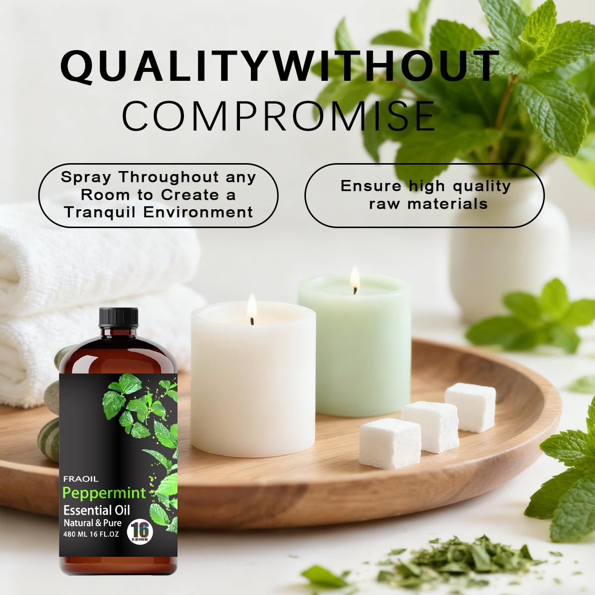 FRAOIL Peppermint Oil amber bottle with dropper for easy diffuser use