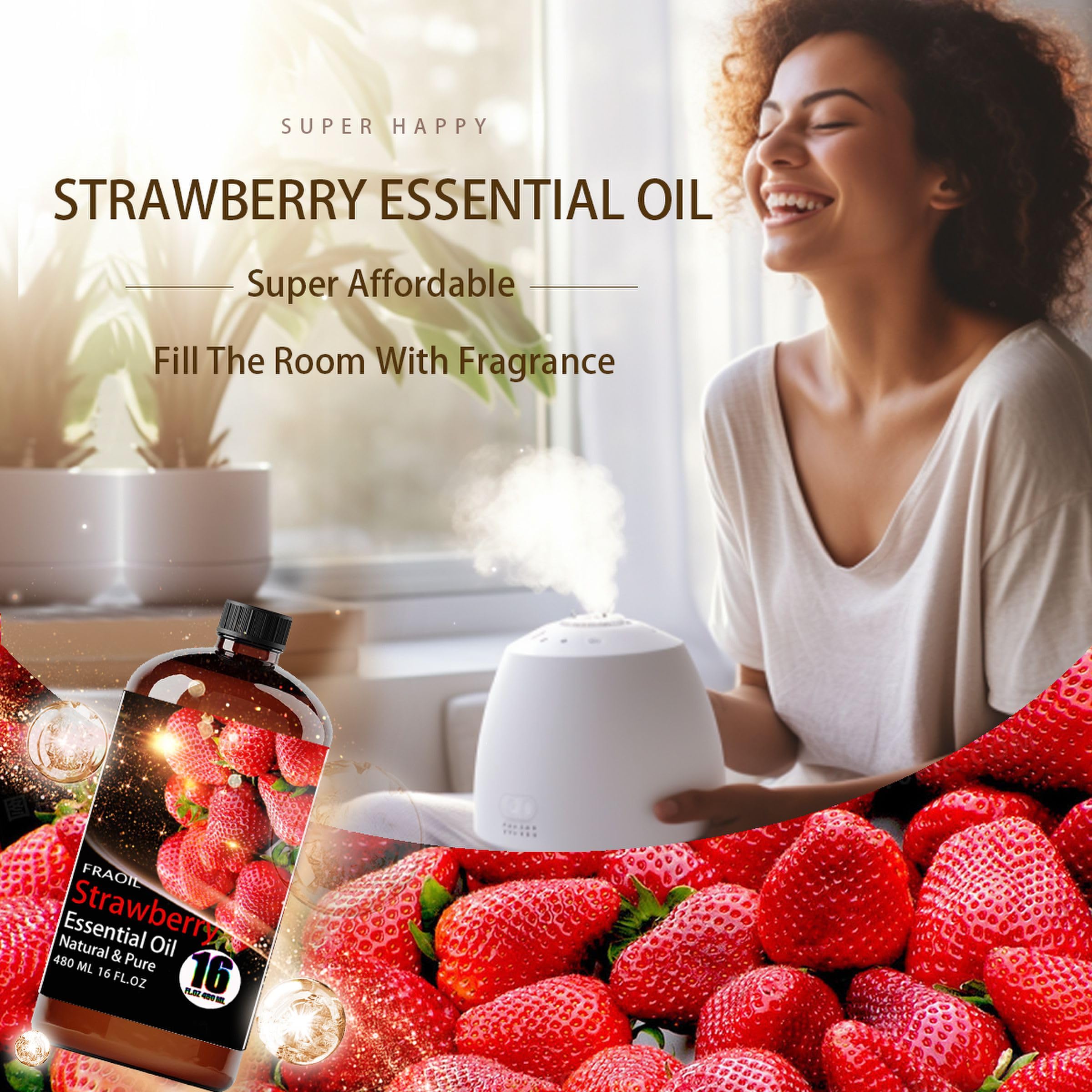 FRAOIL Strawberry essential oil used in candle making for natural fragrance.