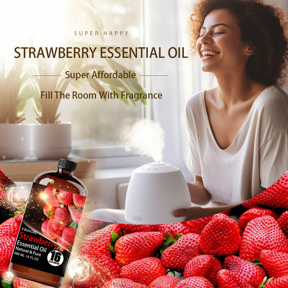 FRAOIL Strawberry essential oil used in candle making for natural fragrance.