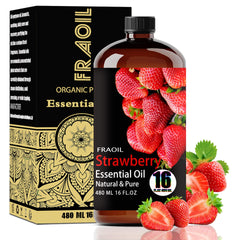 FRAOIL Strawberry essential oil bottle in amber glass for diffuser use and lasting aroma.