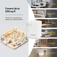 Frave Air Lux Diffuser covers up to 500 sq ft for versatile spaces.