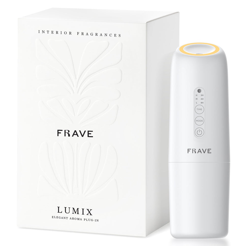 Frave Lumix diffuser in white front view delivering hotel-style scenting for compact spaces