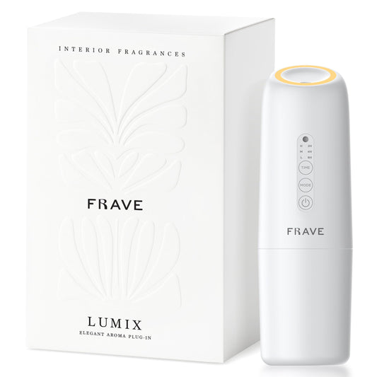 Frave Lumix diffuser in white front view delivering hotel-style scenting for compact spaces