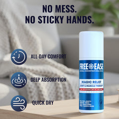 Free-Ease Magic Relief Roller supports back and knees with a light non-greasy formula.