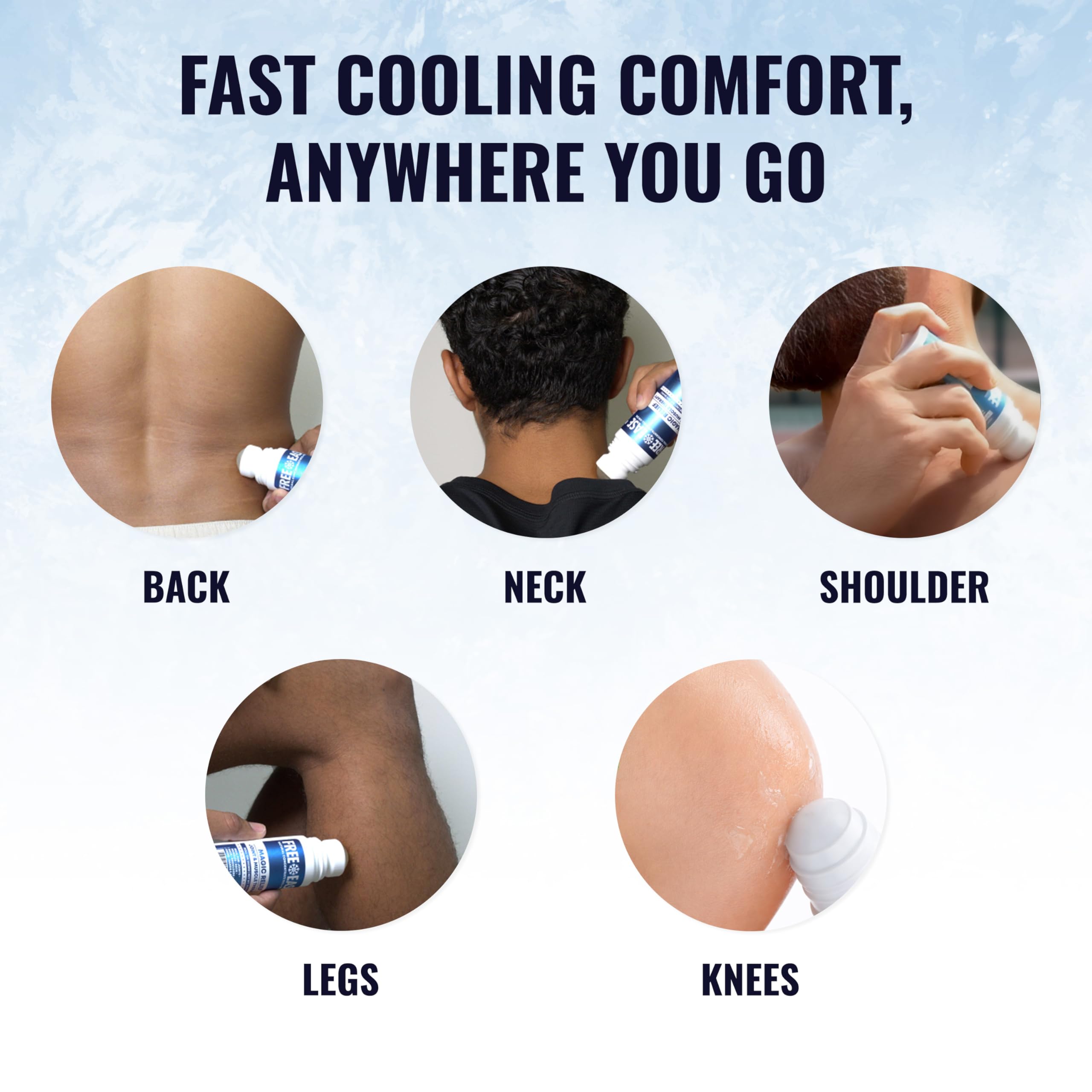 Free-Ease Magic Relief Roller roll-on in action for precise neck and shoulder relief.