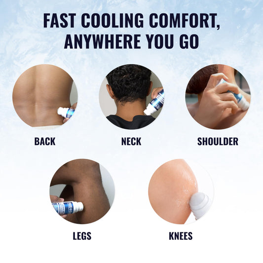 Free-Ease Magic Relief Roller roll-on in action for precise neck and shoulder relief.