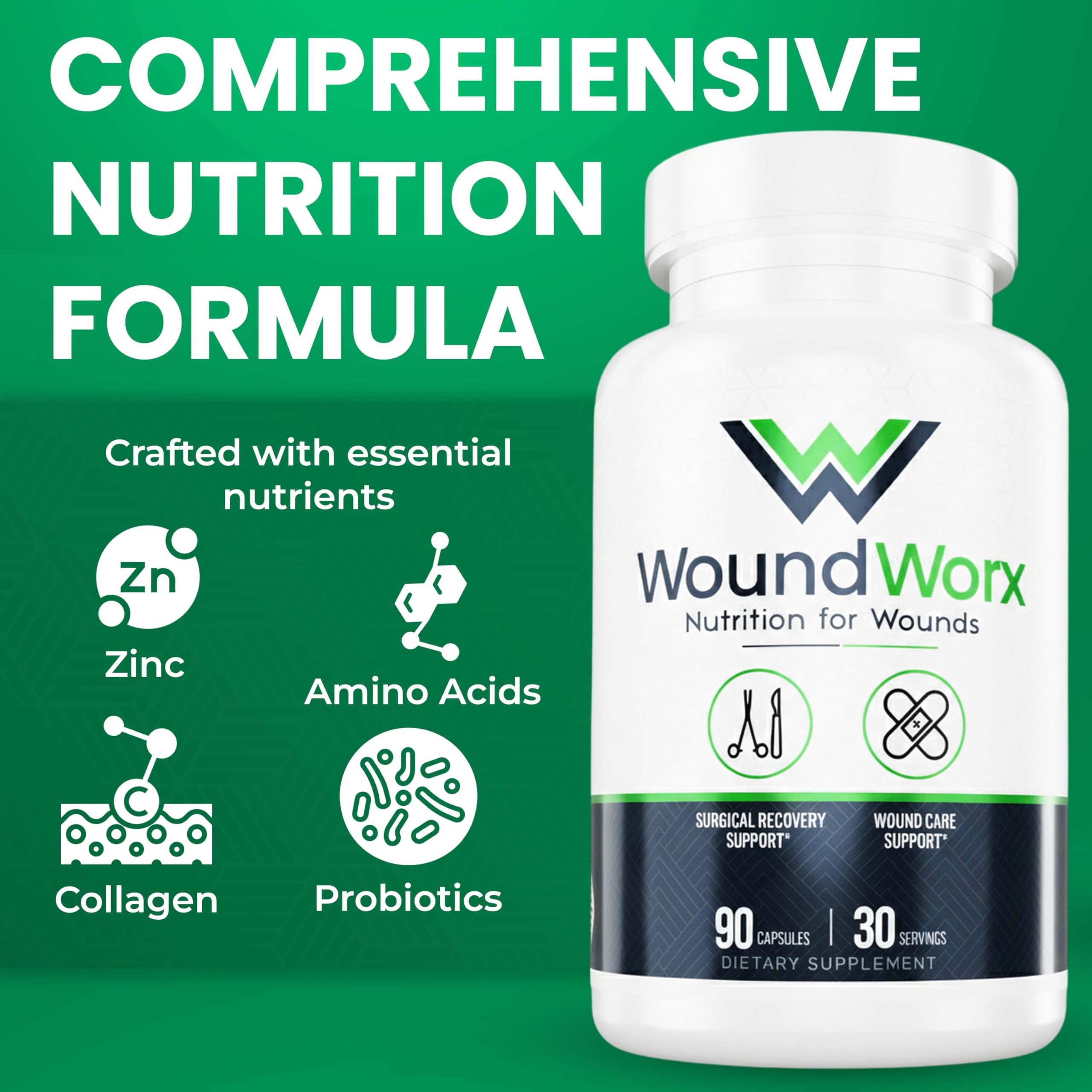 Free Life Labs WoundWorx packaging box: clear ingredient highlights and manufacturing standards.