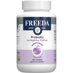 FREEDA Acidophilus capsule close-up showing gentle daily probiotic support
