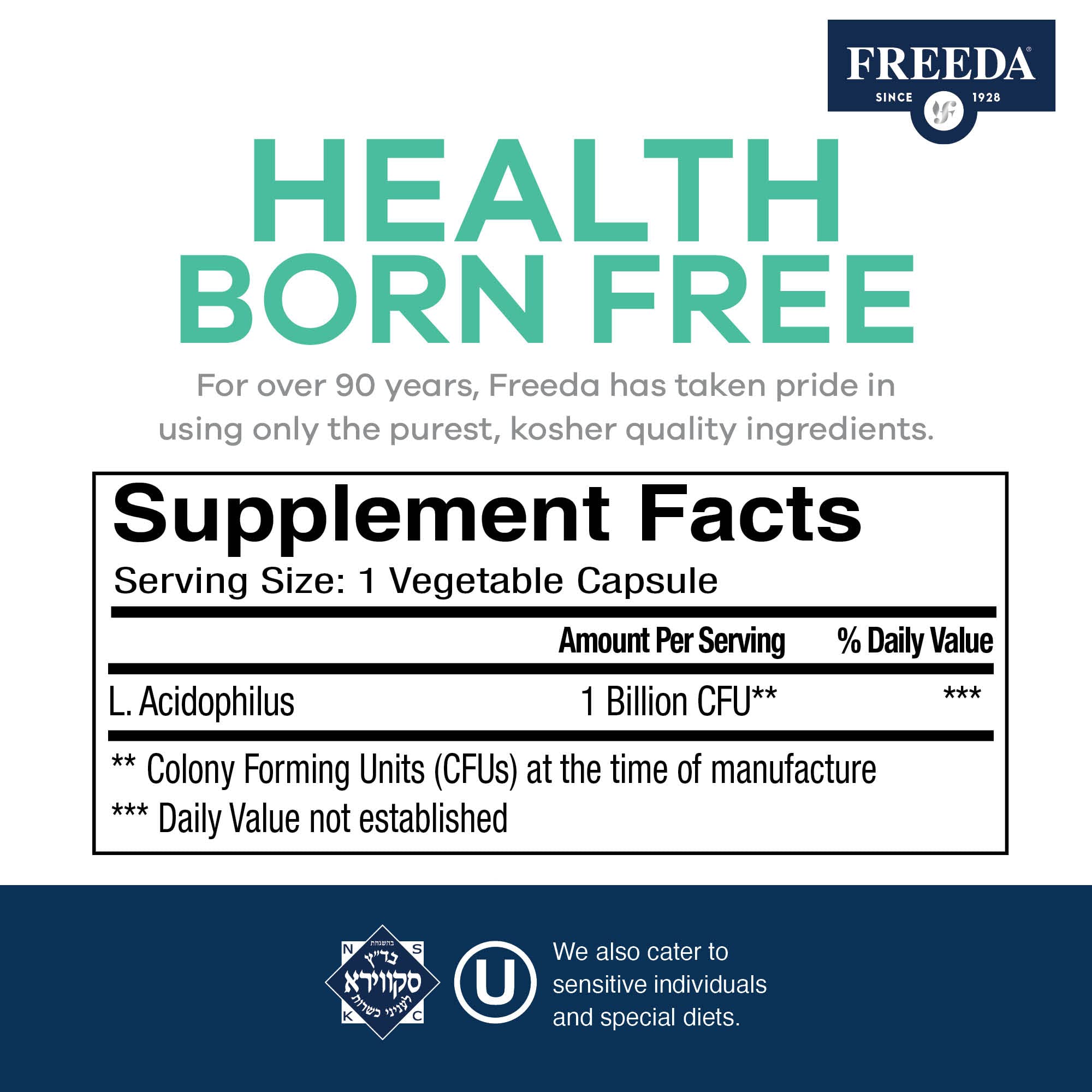 FREEDA blue agave and inulin prebiotics support gut nourishment