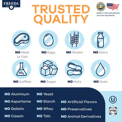 Freeda CoQ10 is proudly manufactured in USA in a GMP facility.
