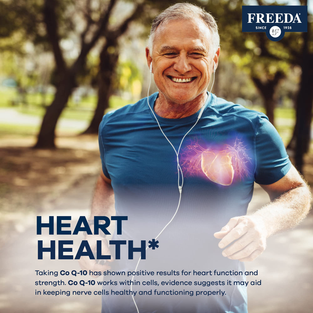 Serving scoop with Freeda CoQ10 capsules for daily use.