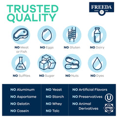 FREEDA Glucosamine MSM Kosher certification label signals clean vegan ingredients.