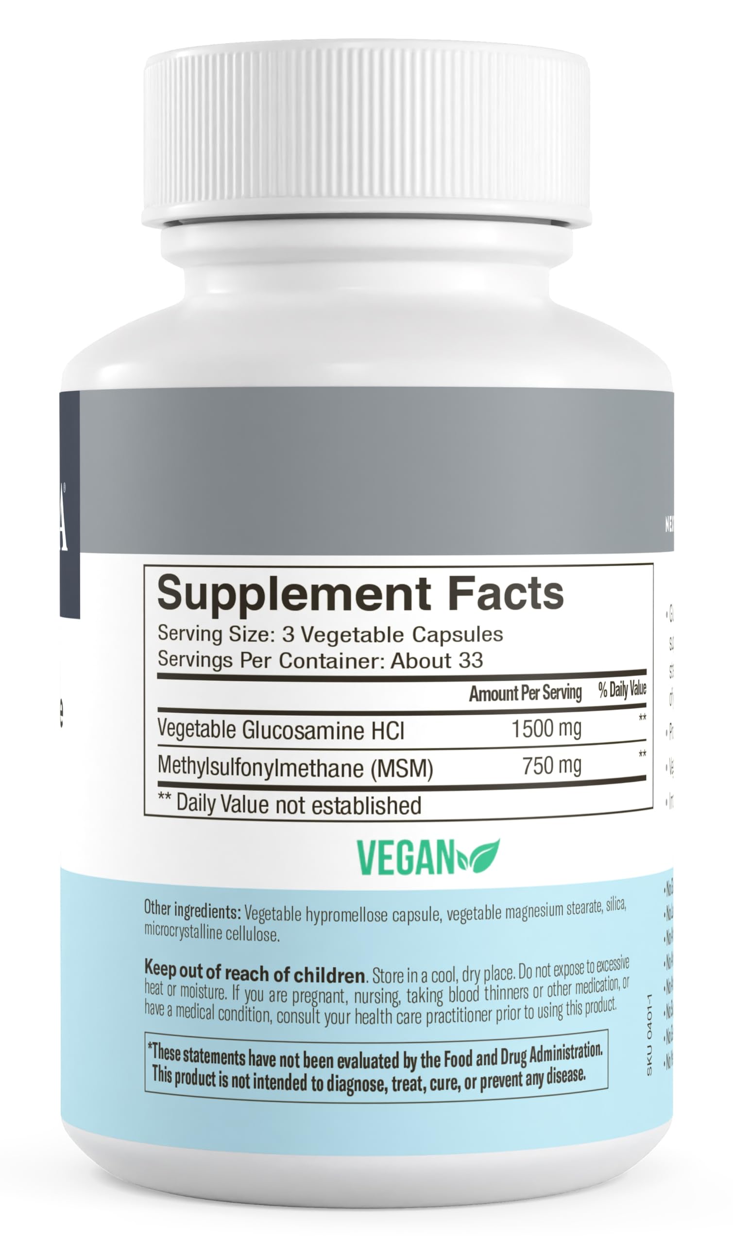 Freeda Glucosamine MSM vegan symbol signaling clean ingredients