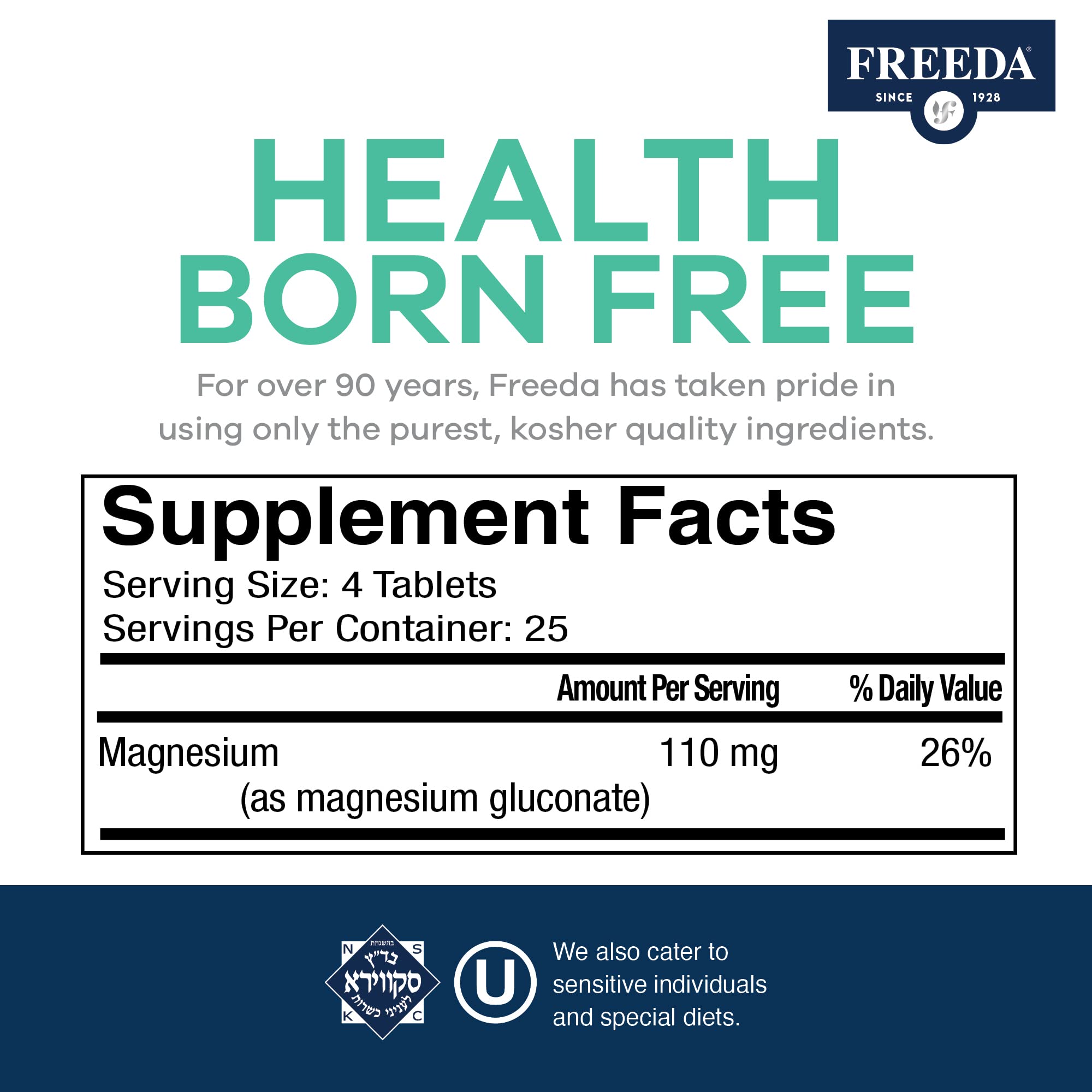 Freeda GMP-certified facility seal shown on packaging